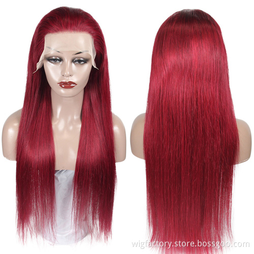 High Quality 13*4 lace front wigs human hair, 99j swiss lace wigs human hair lace front, straight lace front wigs
